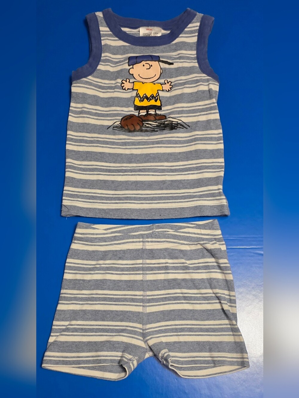 Hanna Andersson Blue and White Striped Charlie Brown Pajama Set Size 100 CM or 4